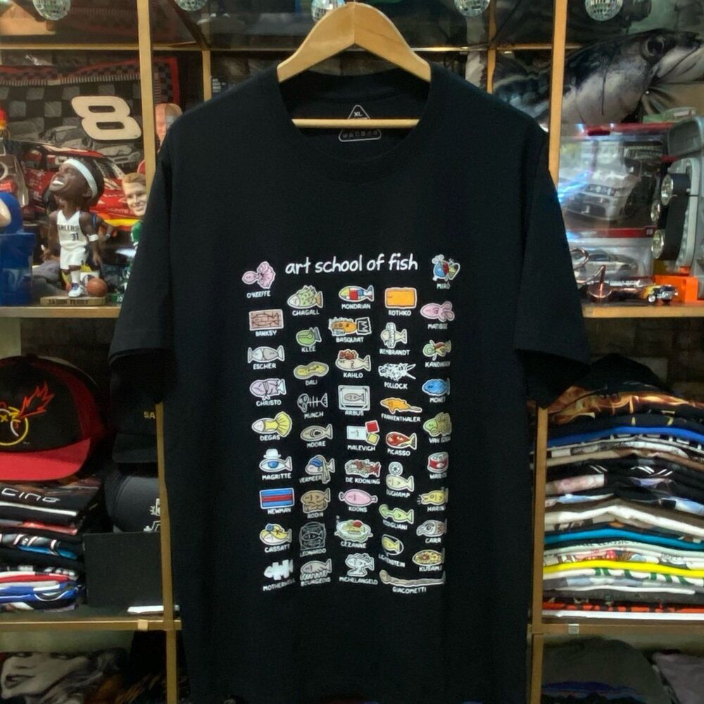 Art School Of Fish Famous Artists Parody T-Shirt Mens Extra Large XL Black Moder